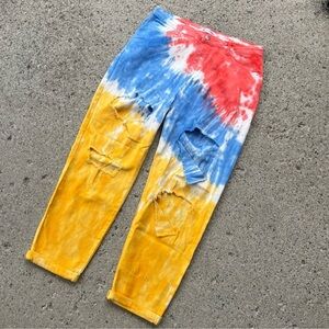Red Blue Yellow White Distressed High Waisted Jeans Plus Size 2X NEW WITH TAG